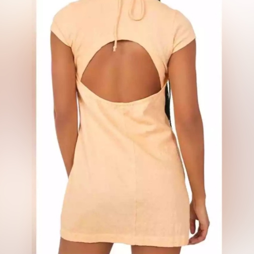 🔥5/$30🔥Free People Vivi Open Back Stretch Cotton Dress In Peach Sunrise - Picture 2 of 9
